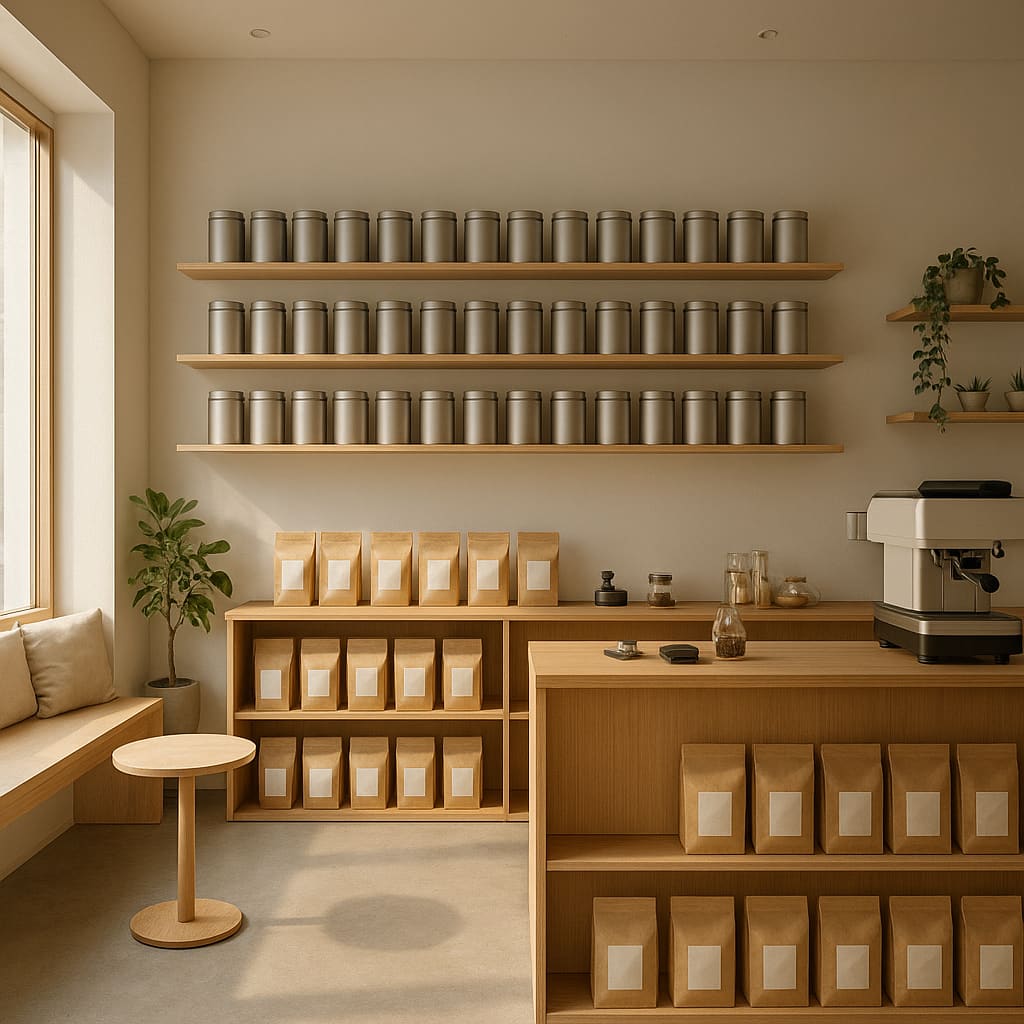 Interior de tienda de té y café